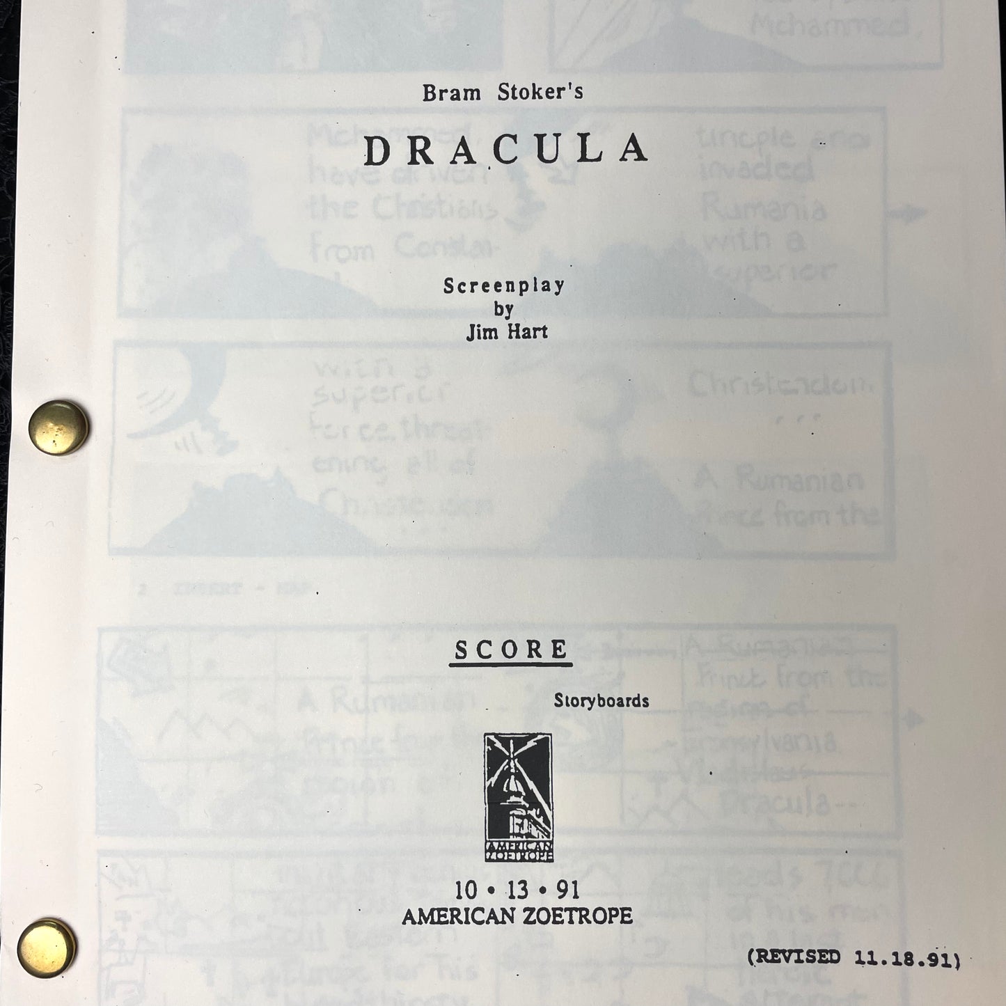 Bram Stoker's Dracula (1992) Storyboards (1991)