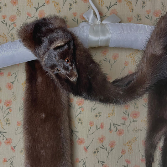 Vintage Mink Scarf with Face