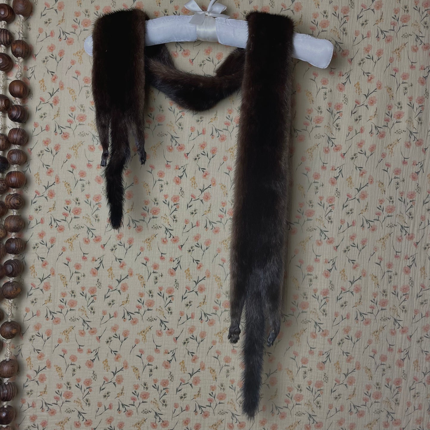 Vintage Mink Scarf with Face