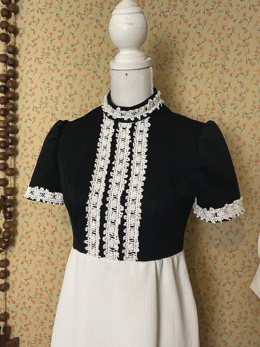 Medieval Revival Black and White Dress