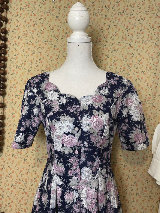 1980s Laura Ashley Scallop Dress
