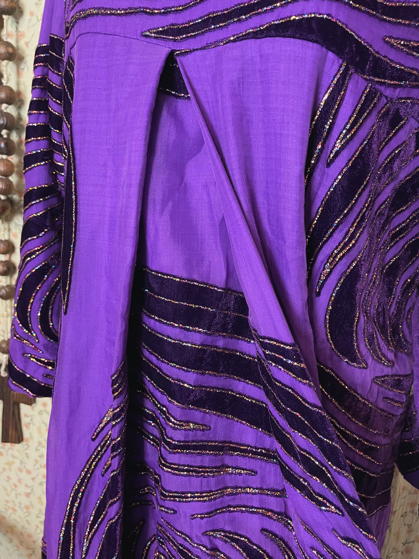 1970s Purple Glitter Medieval Dress