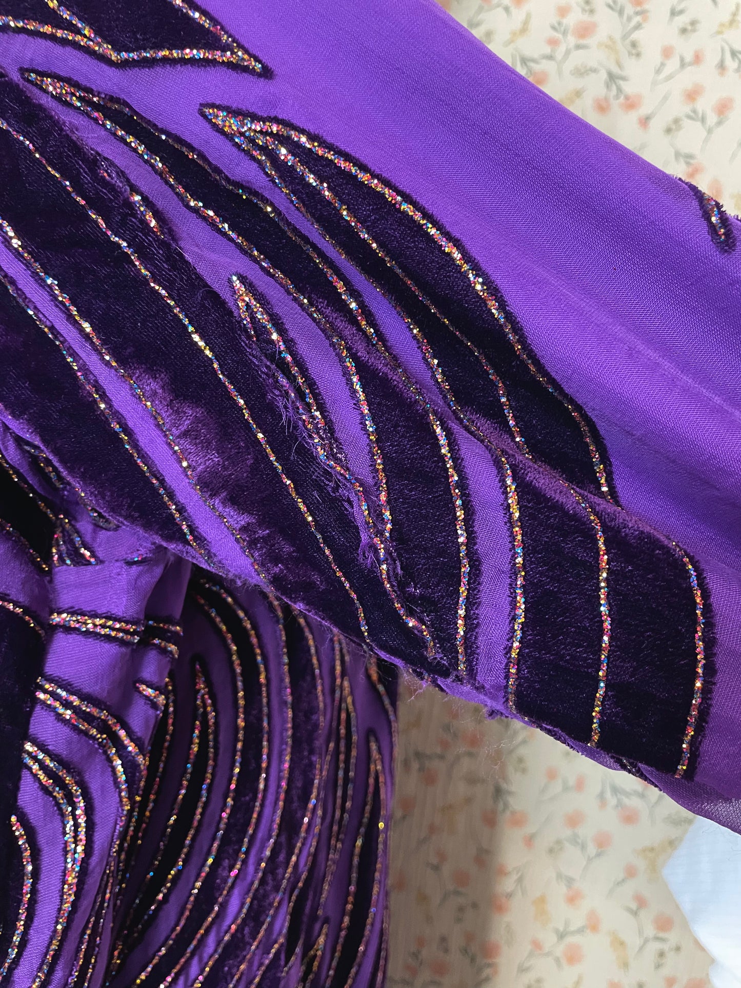 1970s Purple Glitter Medieval Dress