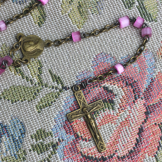 Pink Glass Rosary