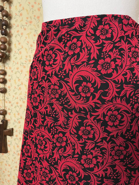 1990s Betsey Johnson Red Flower Skirt