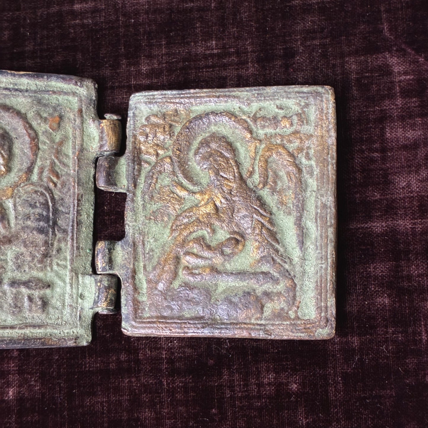 Copper Icon Mother of God with Guardian Angel