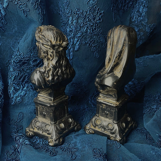 19th Century Jesus Christ & Mary Busts