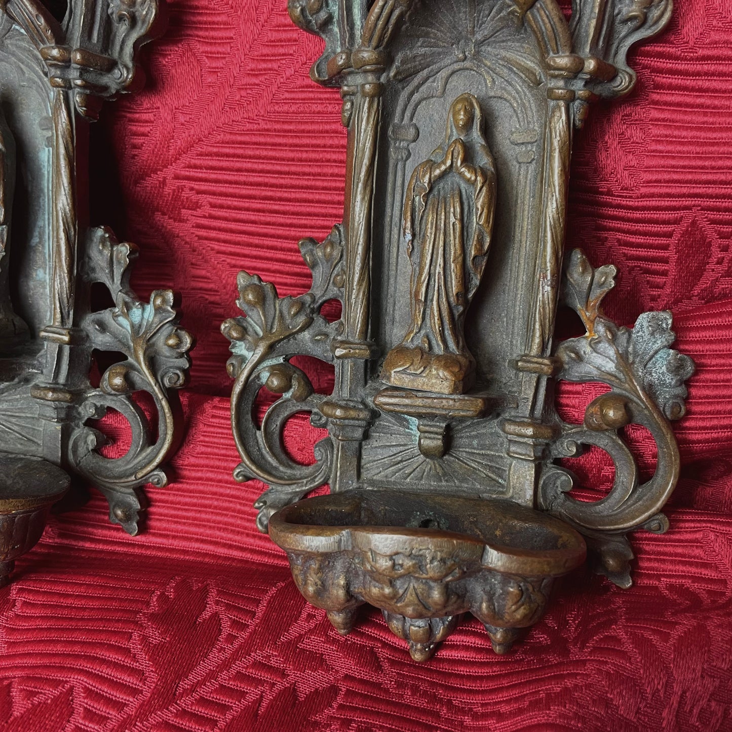 Antique Bronze Holy Water Font Set