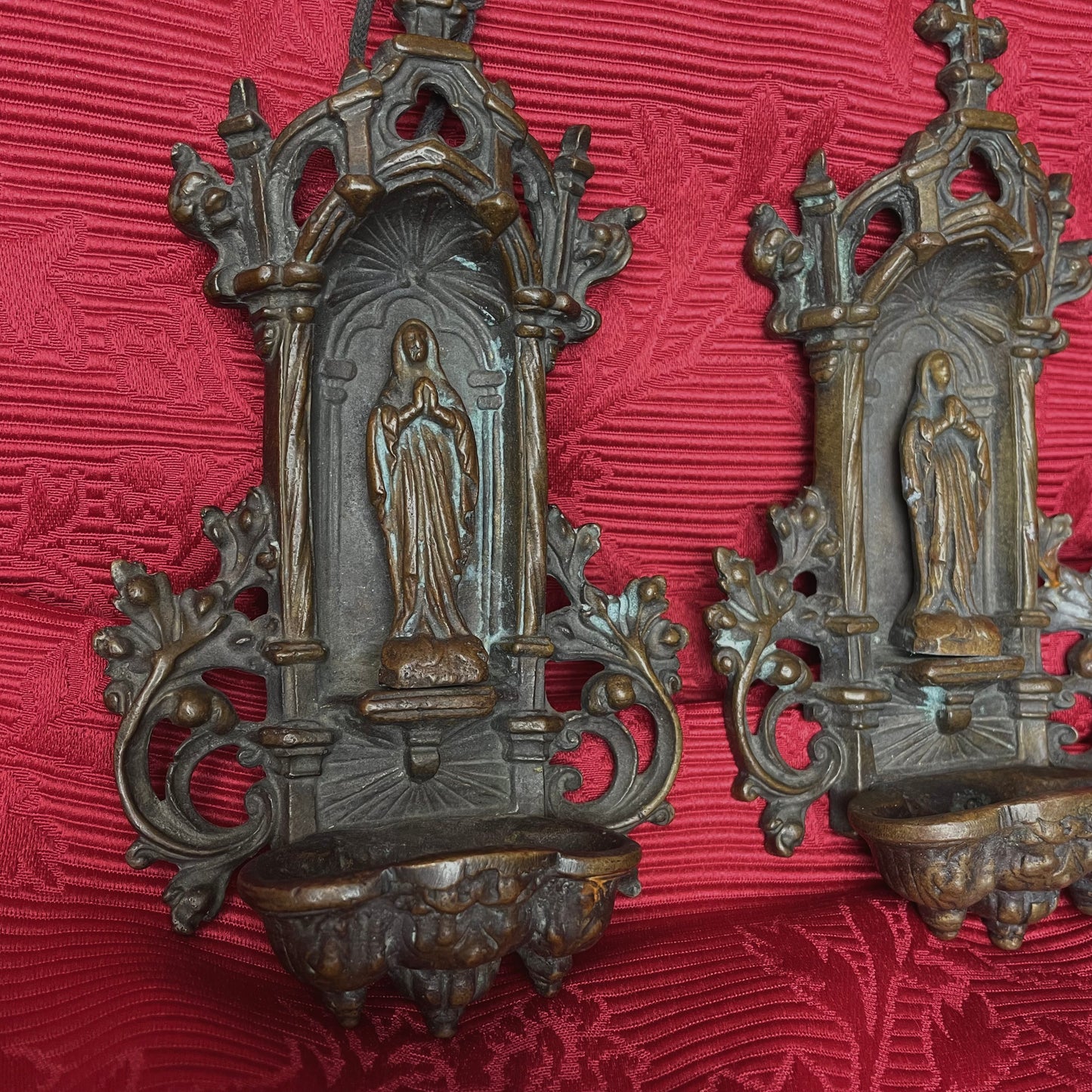 Antique Bronze Holy Water Font Set