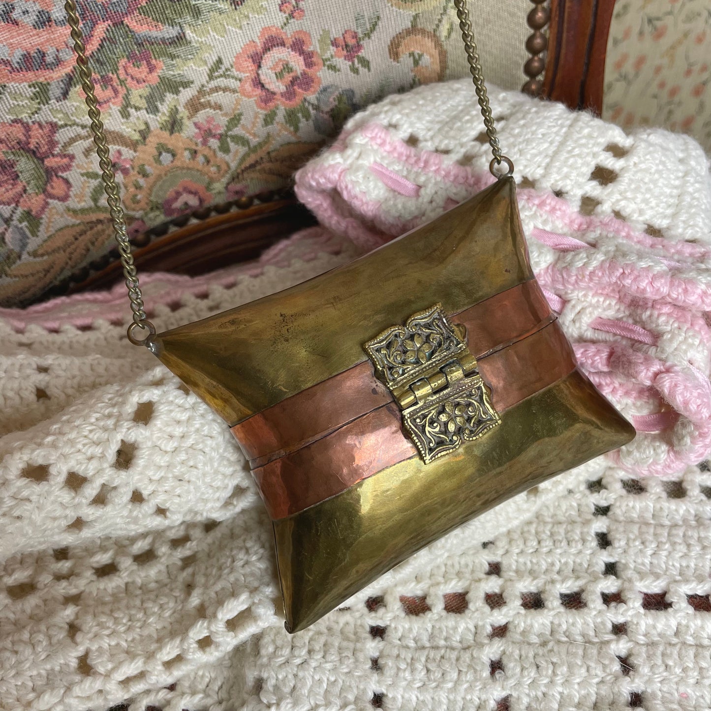 Vintage Brass Pillow Purse