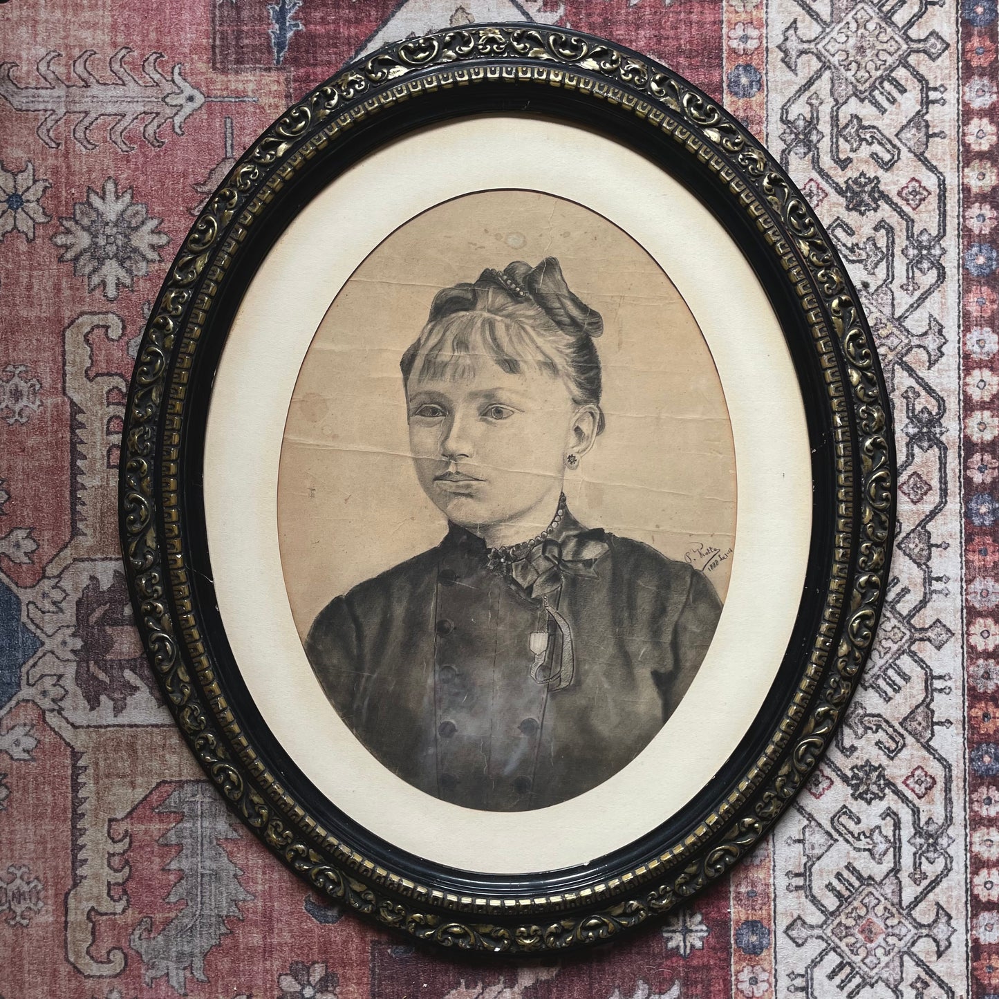 Victorian Frame with Charcoal Drawing