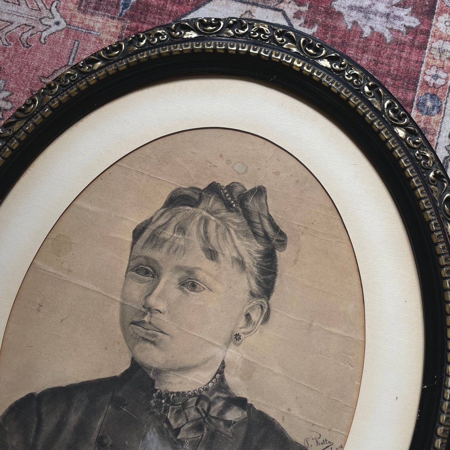 Victorian Frame with Charcoal Drawing