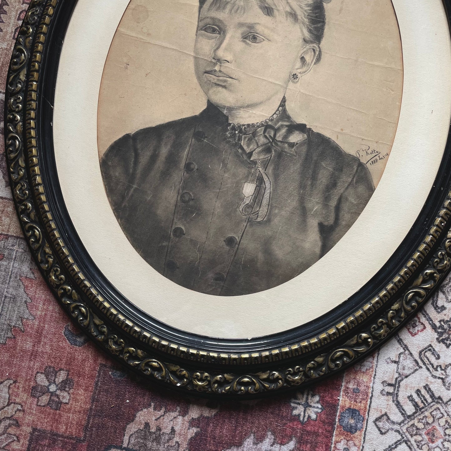 Victorian Frame with Charcoal Drawing