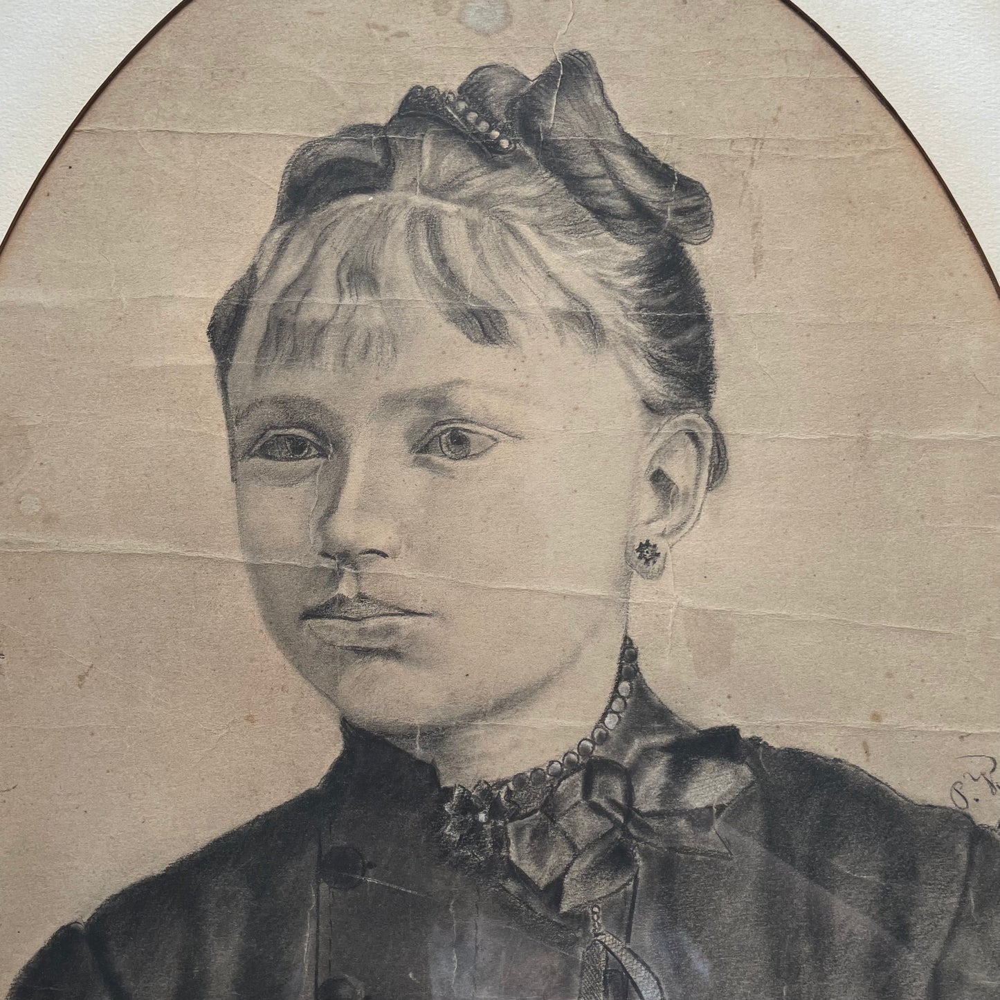 Victorian Frame with Charcoal Drawing