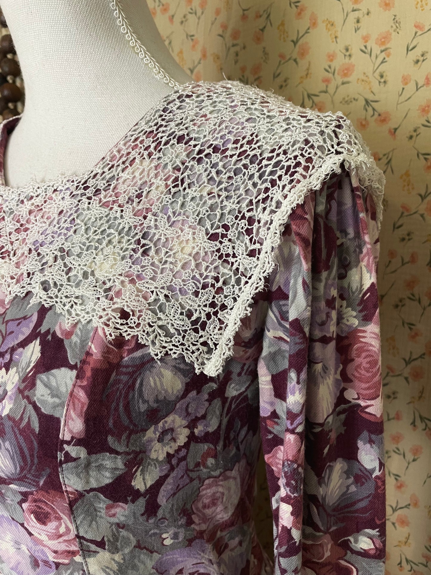 1980s Laura Ashley Lace Collar Dress