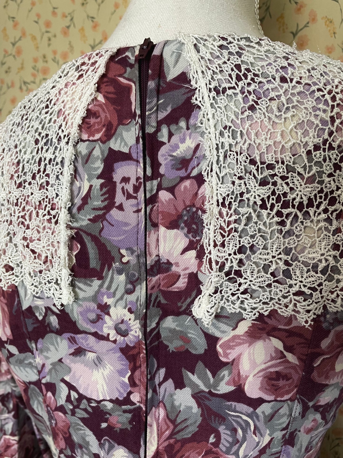 1980s Laura Ashley Lace Collar Dress