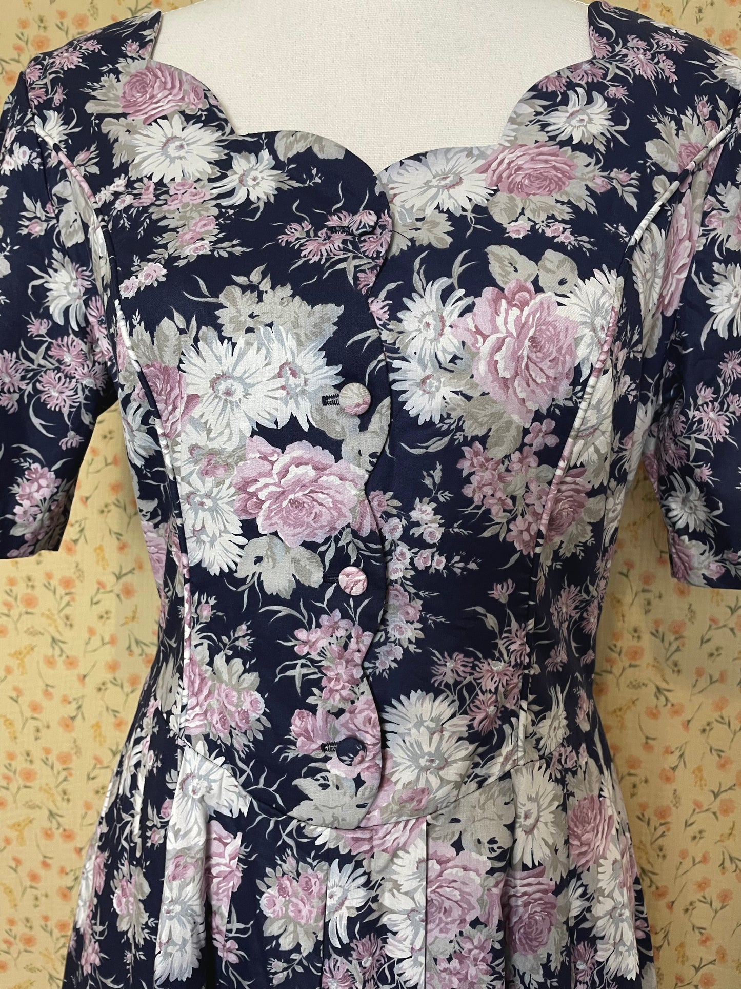 1980s Laura Ashley Scallop Dress