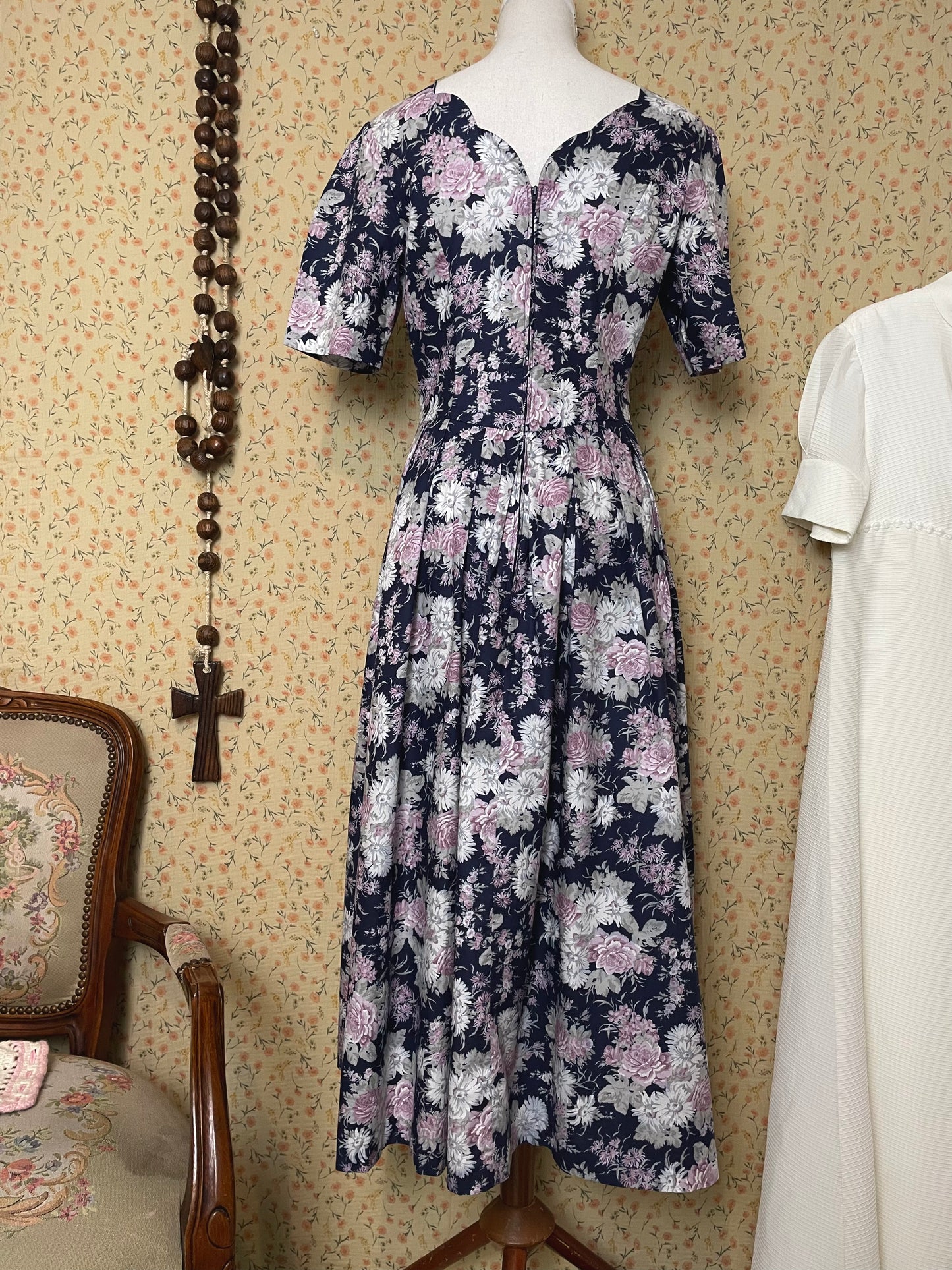 1980s Laura Ashley Scallop Dress