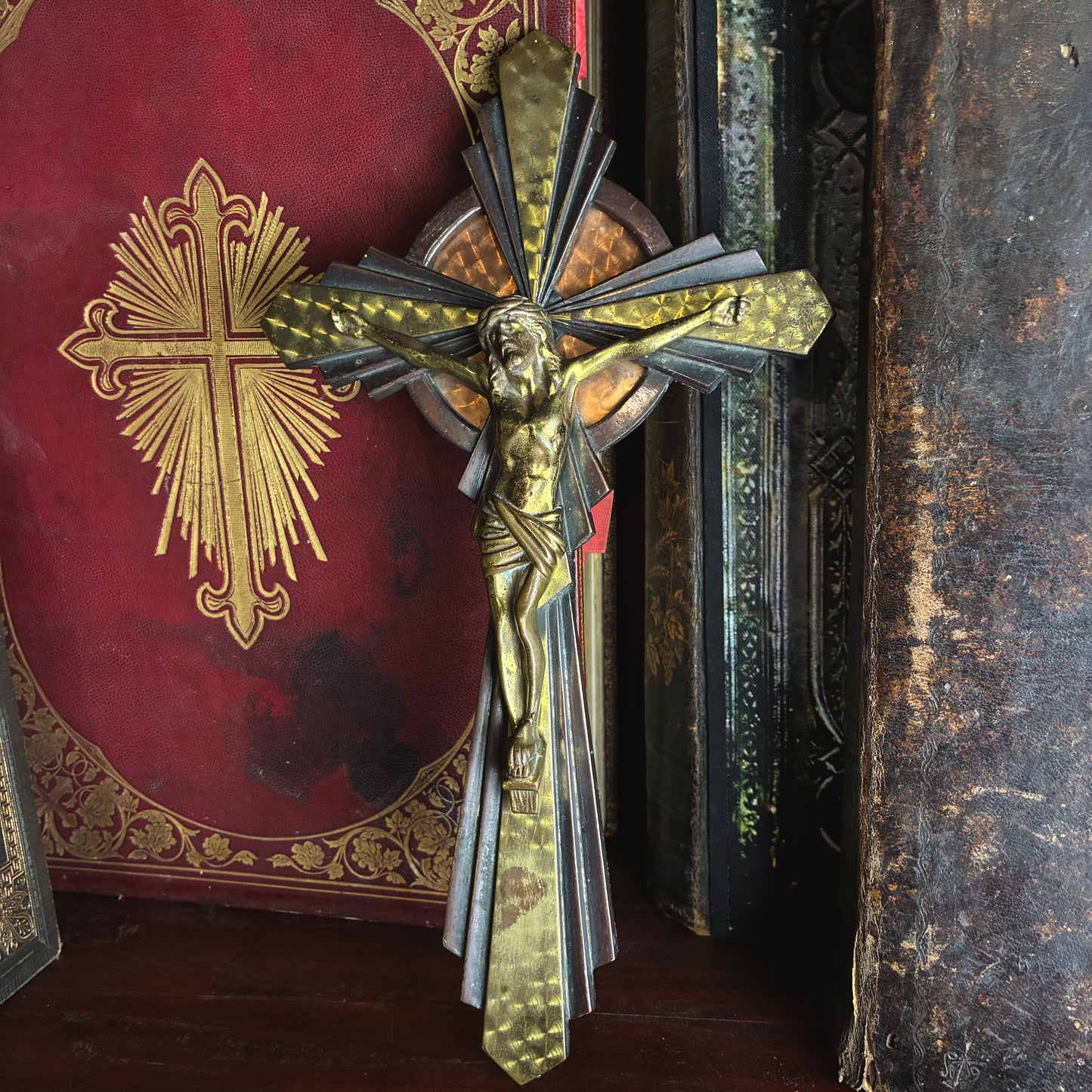 Art Deco Bronze Crucifix
