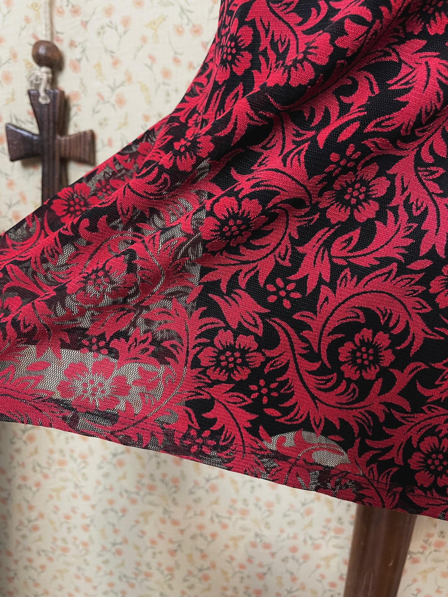 1990s Betsey Johnson Red Flower Skirt