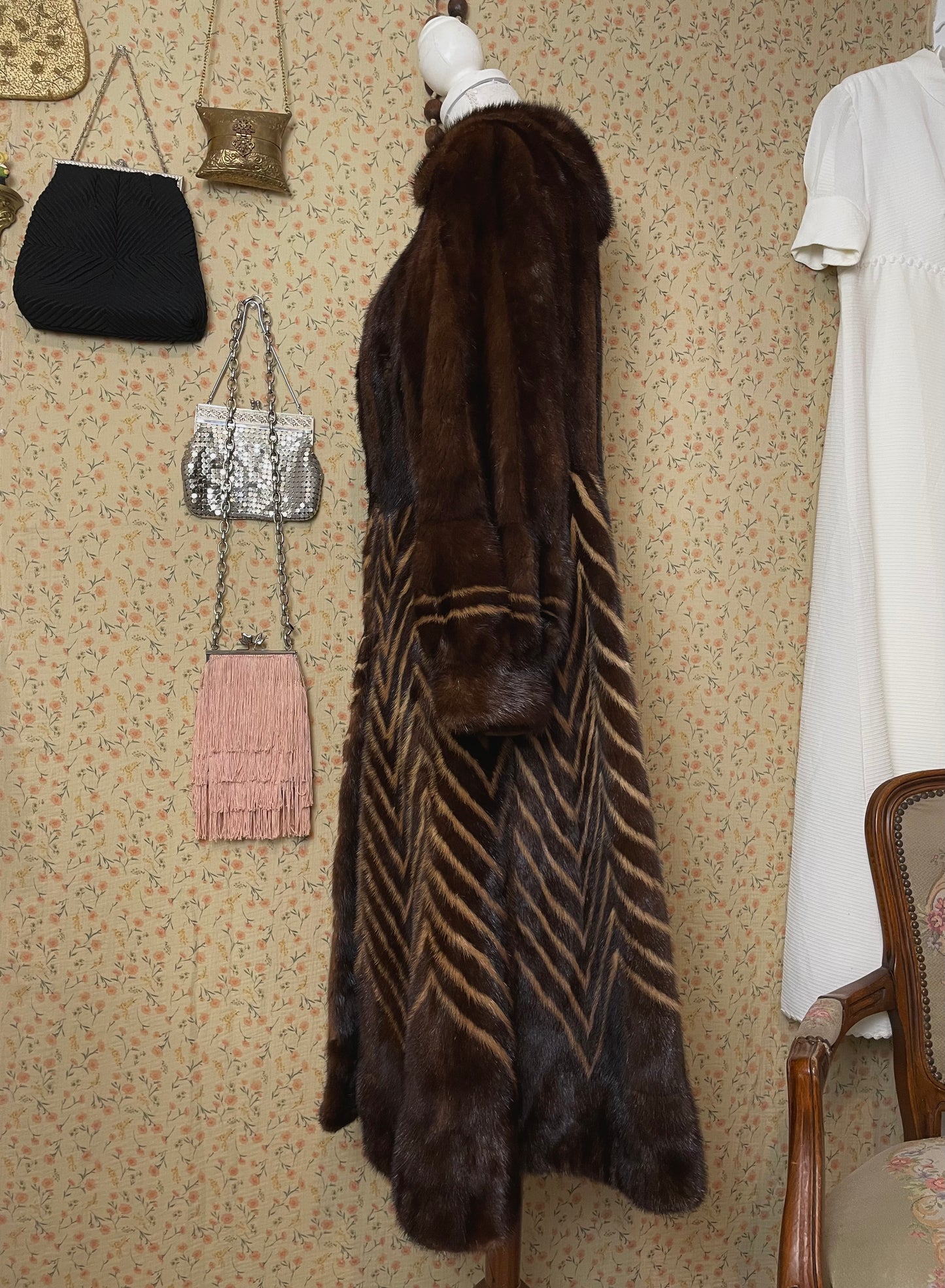 1970s Mink Chevron Coat