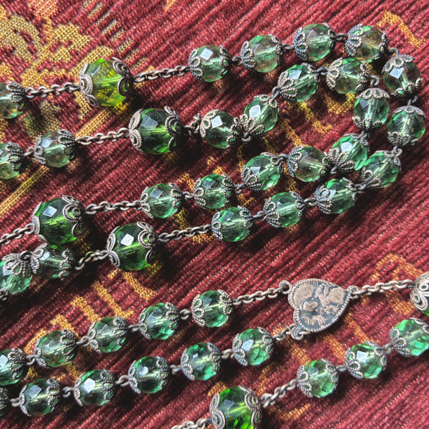 Green Alpacca Rosary
