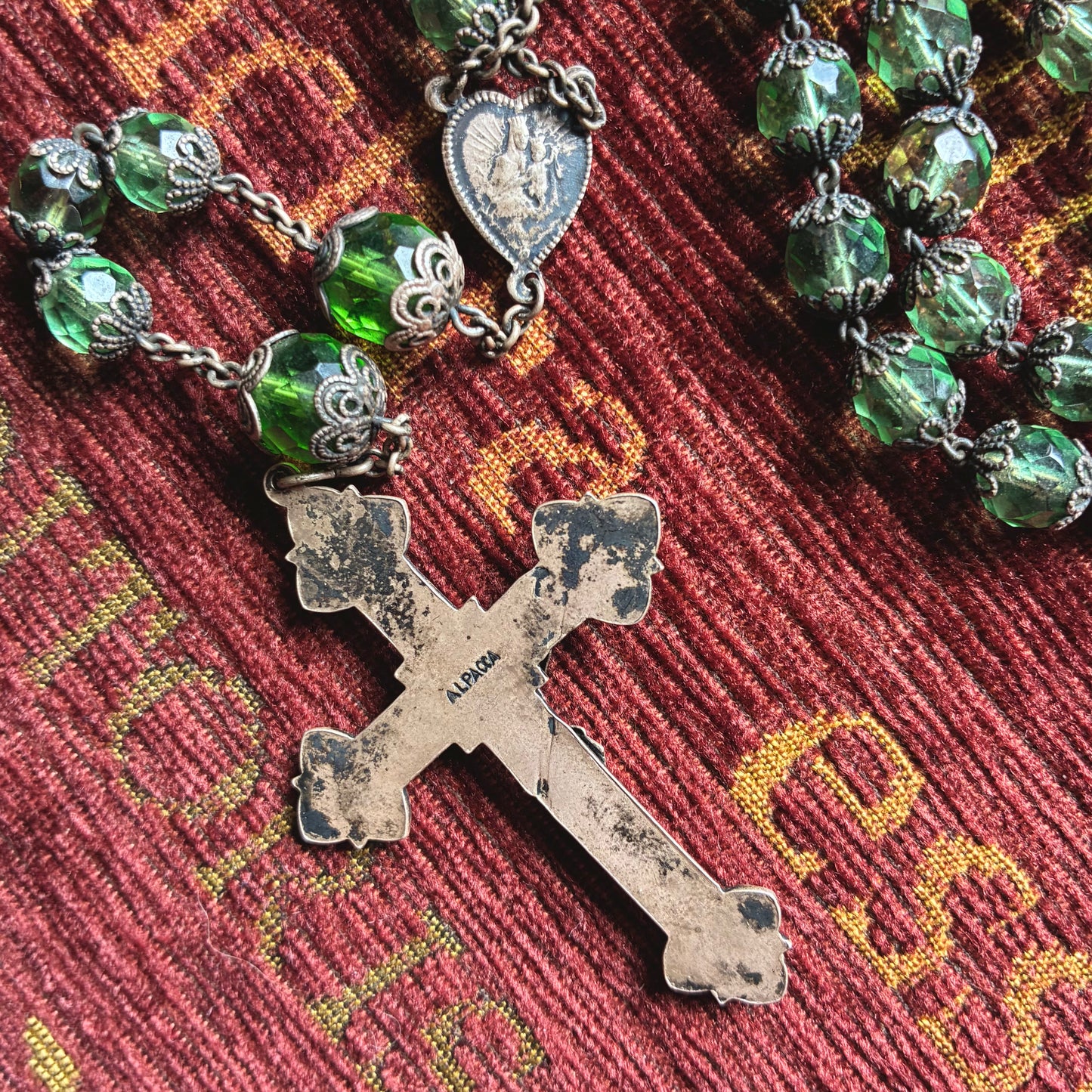 Green Alpacca Rosary