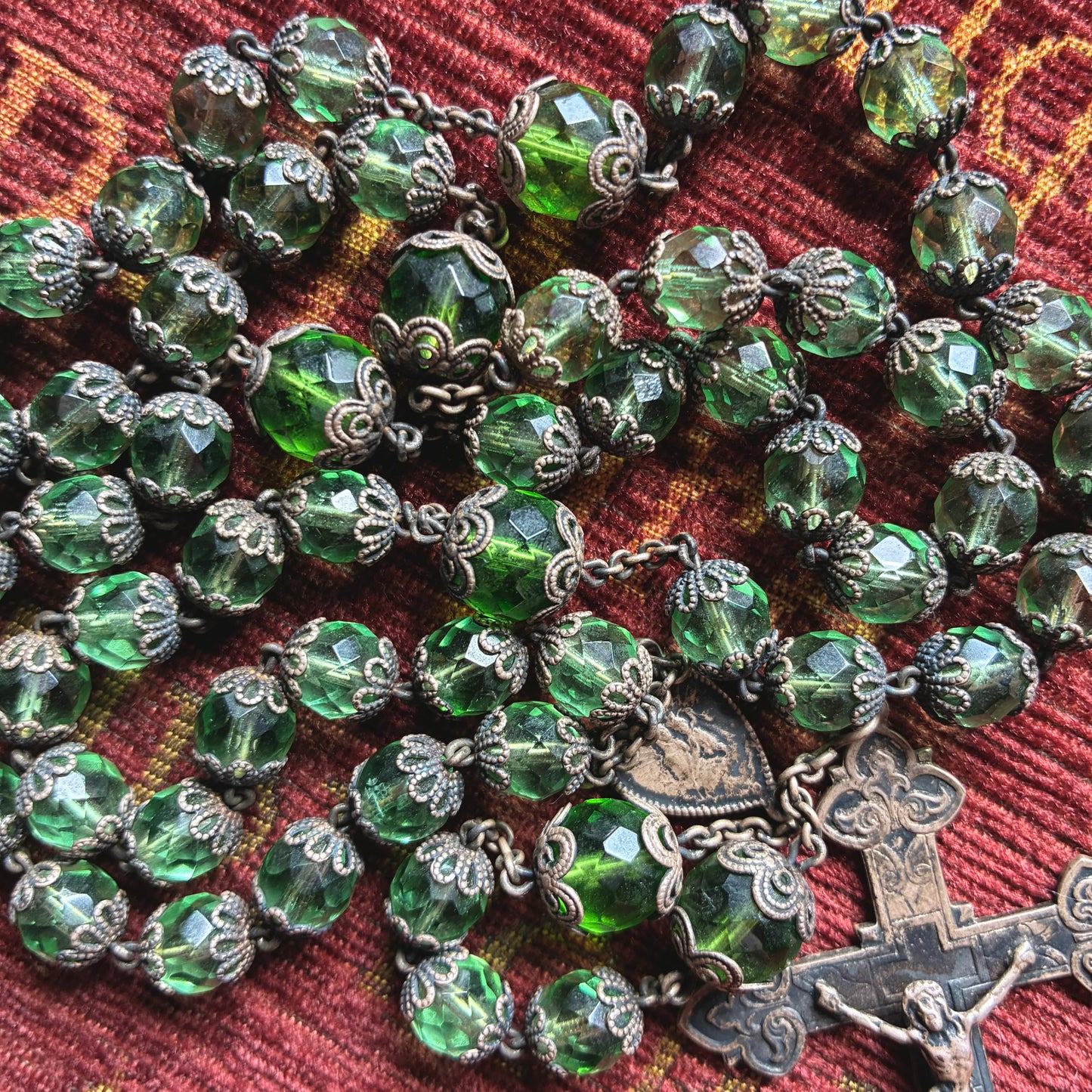 Green Alpacca Rosary