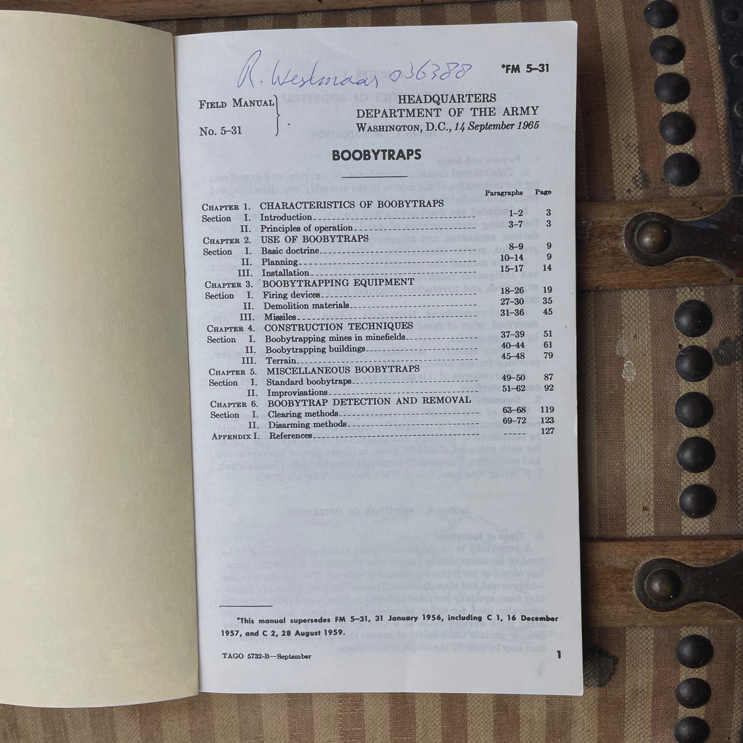 US Army Manual ''Boobytraps'' 1965