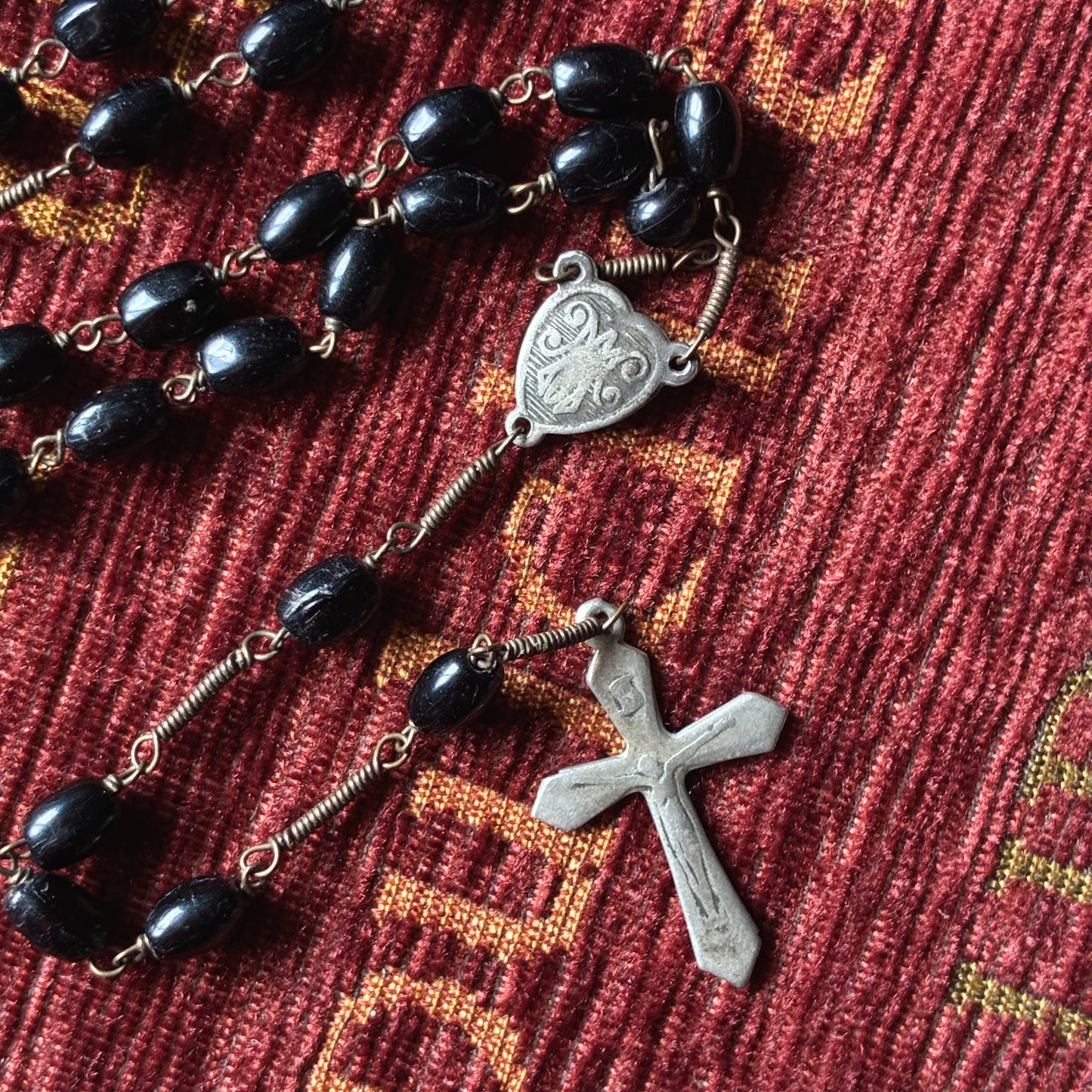 Black Rosary with Spaces