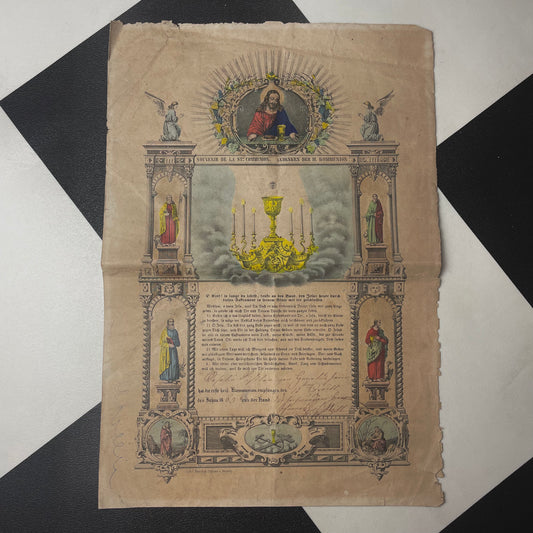 1863 First Communion Certificate