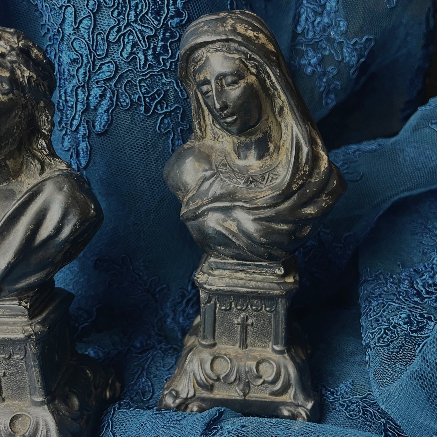 19th Century Jesus Christ & Mary Busts
