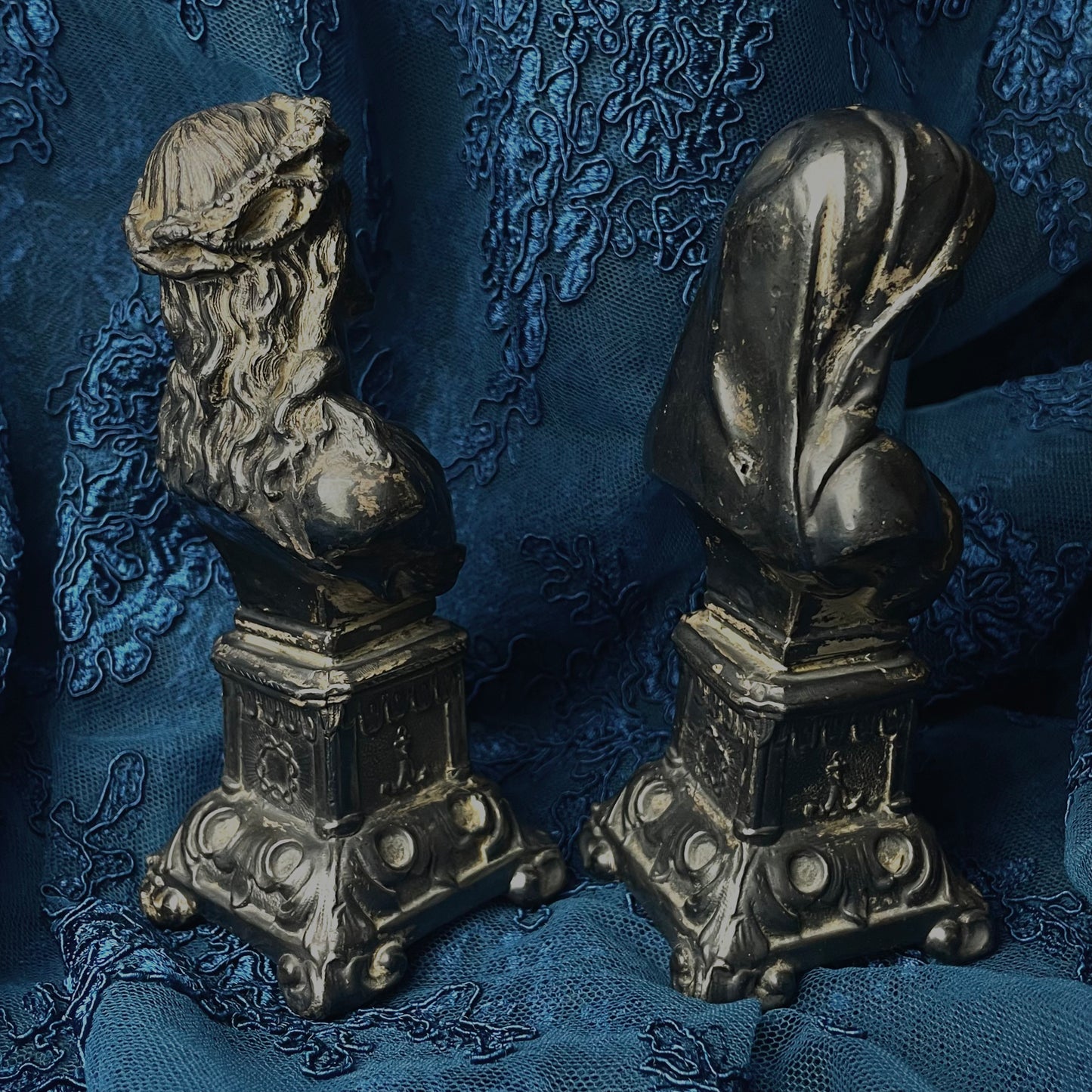 19th Century Jesus Christ & Mary Busts