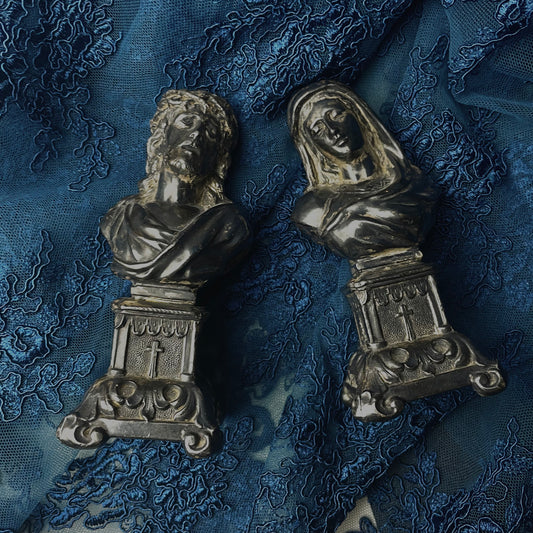 19th Century Jesus Christ & Mary Busts