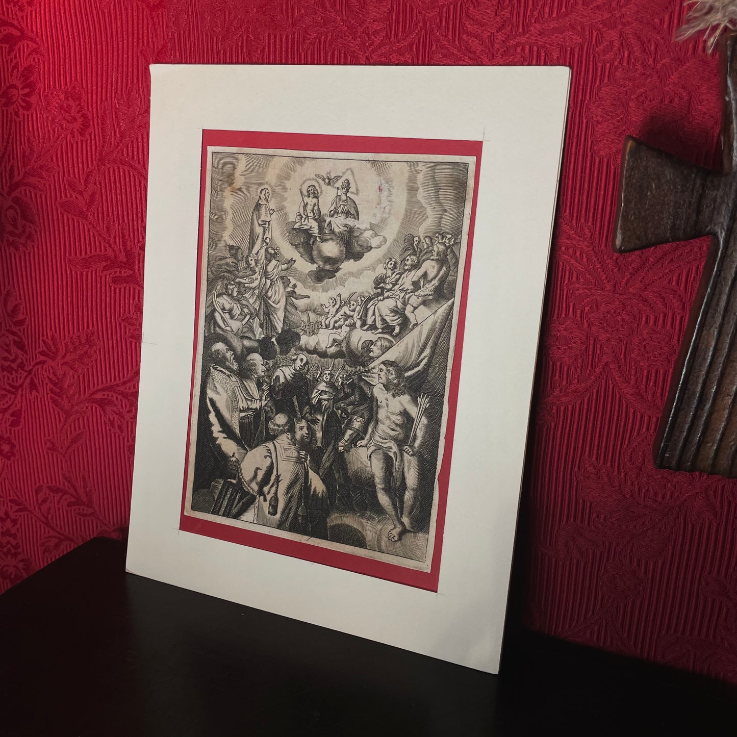 Bulino Engraving 1680 - Saints & Holy Trinity