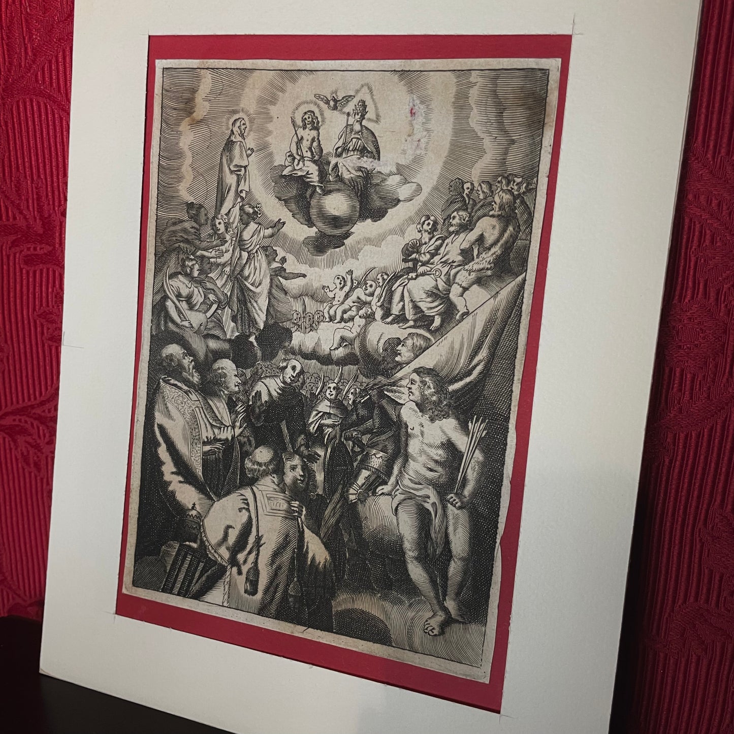 Bulino Engraving 1680 - Saints & Holy Trinity