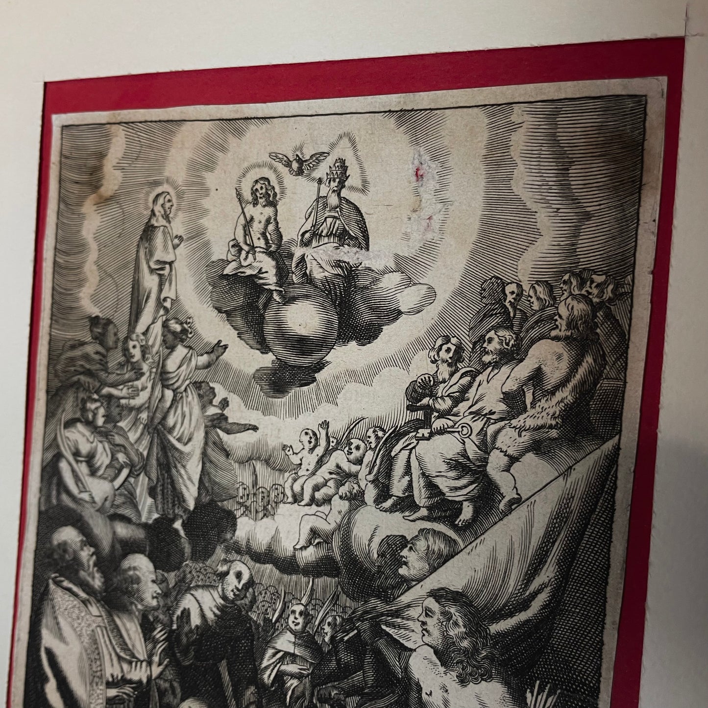 Bulino Engraving 1680 - Saints & Holy Trinity