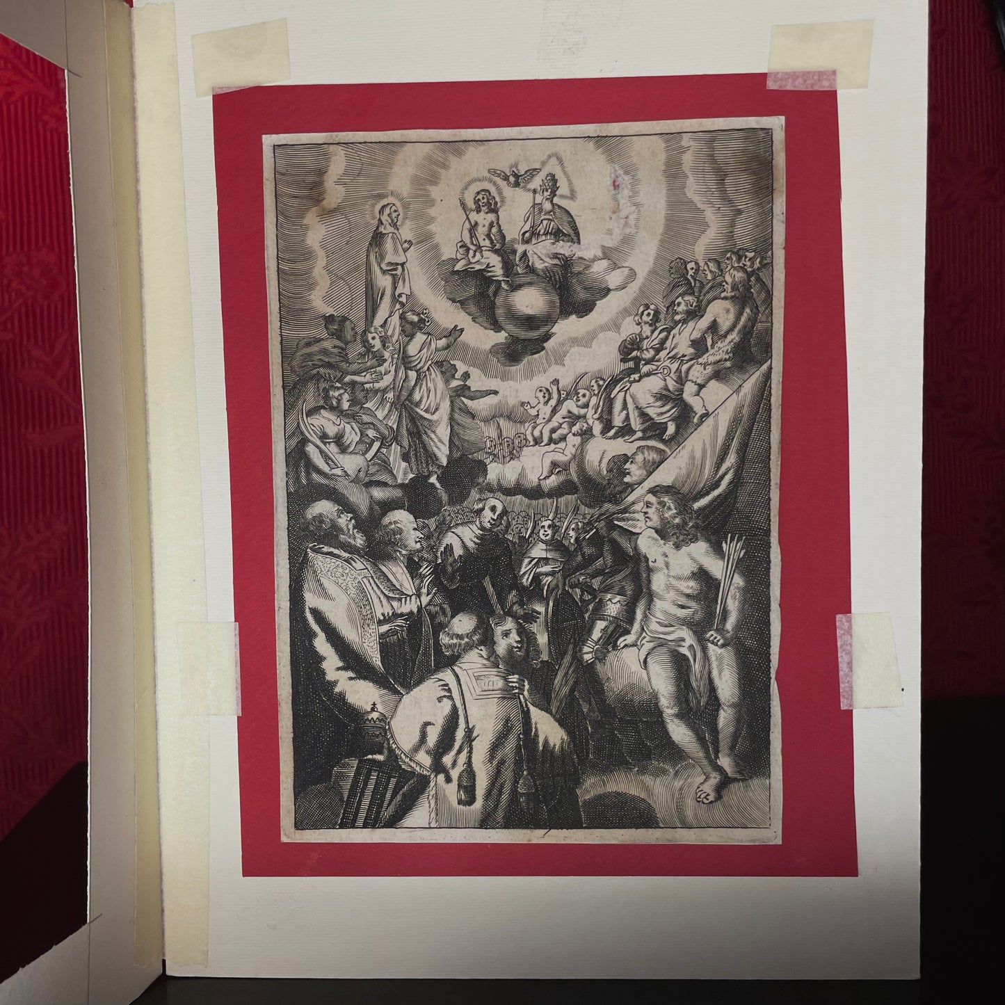 Bulino Engraving 1680 - Saints & Holy Trinity