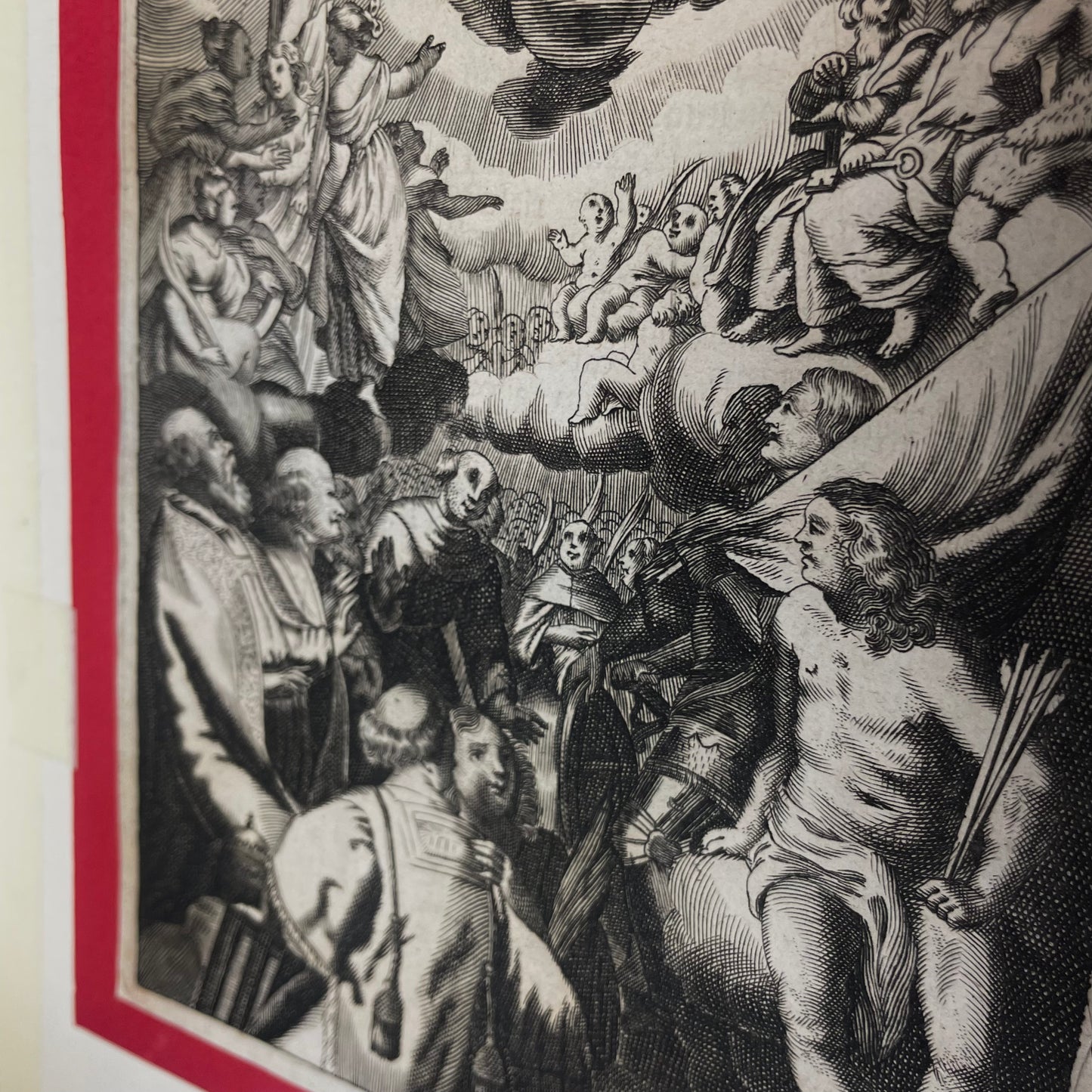 Bulino Engraving 1680 - Saints & Holy Trinity