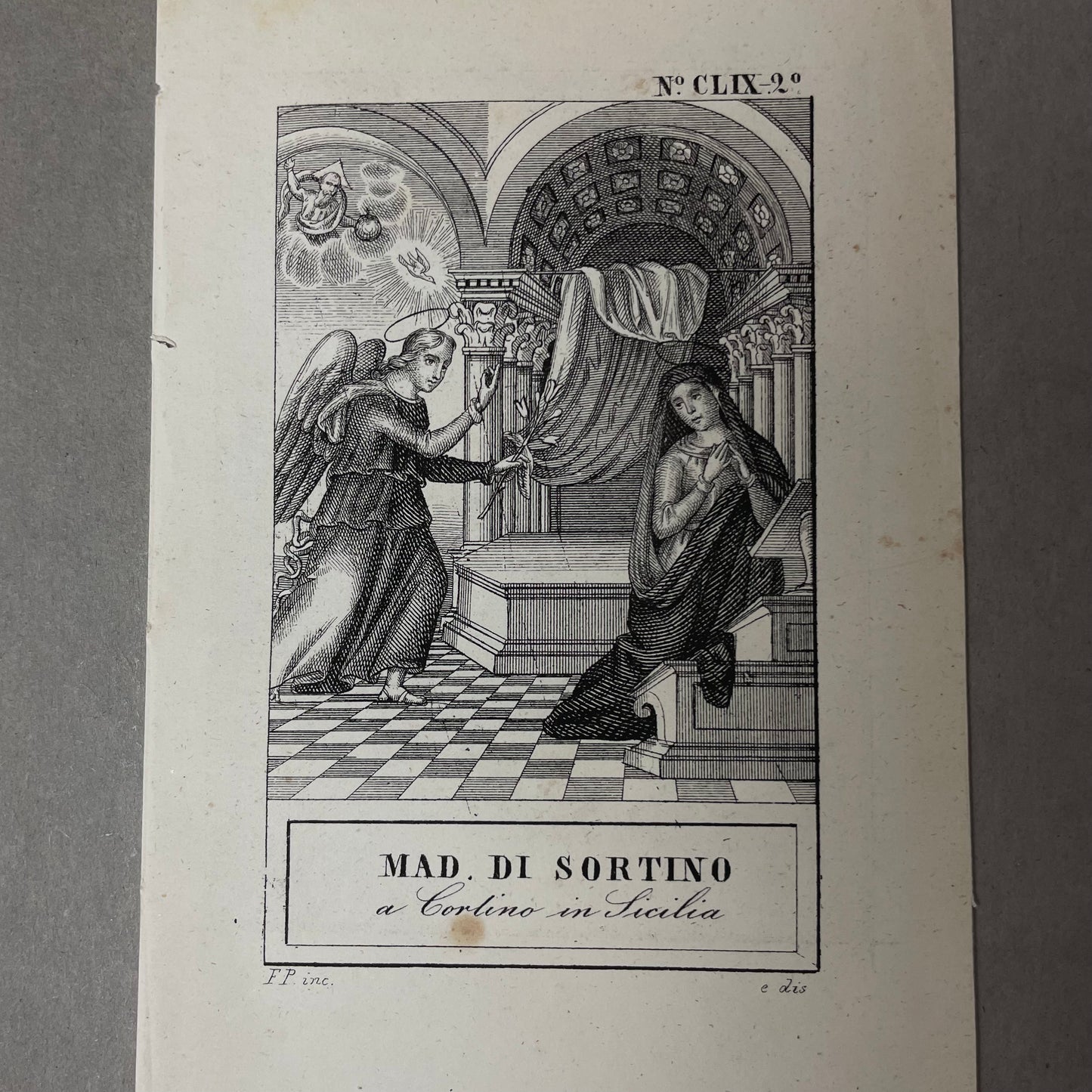 Print Madonna di Sortino a Corlino in Sicilia 1840