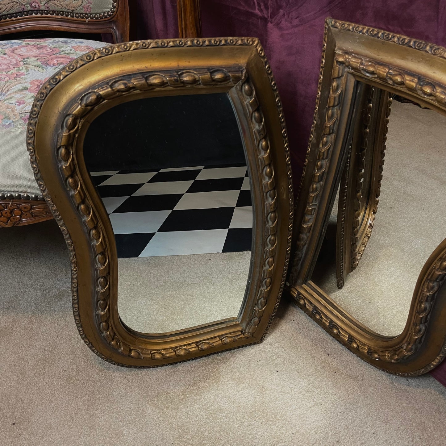 Wooden Mirror Set 19th Century