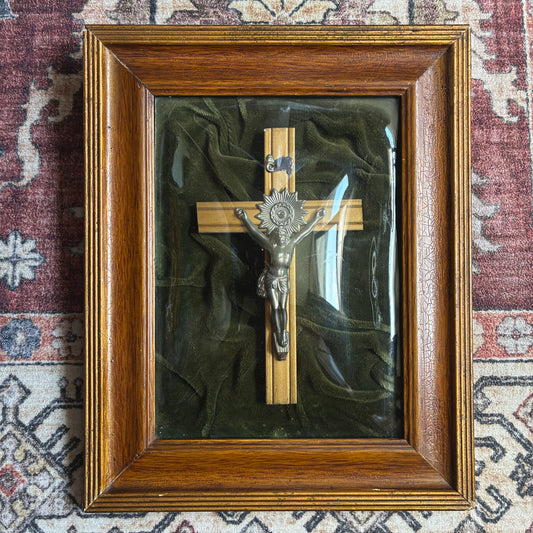 Framed Crucifix Dark Green