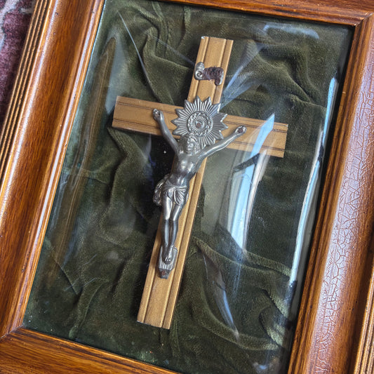 Framed Crucifix Dark Green