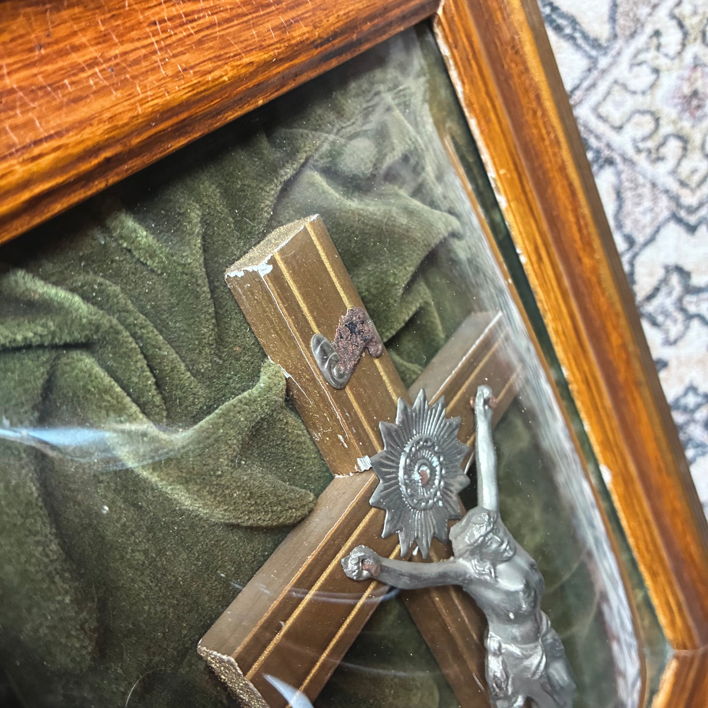 Framed Crucifix Dark Green