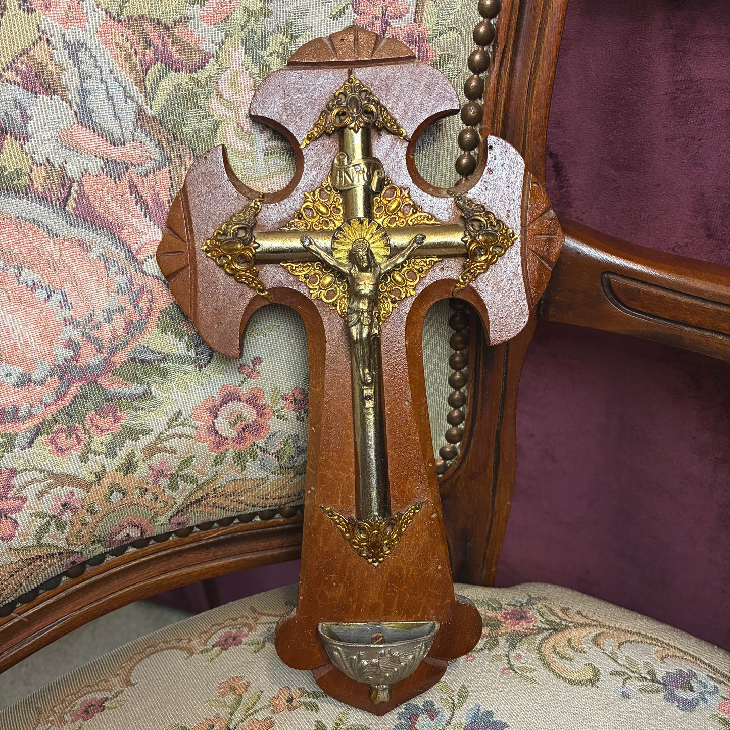 Golden Holy Water Font Wood