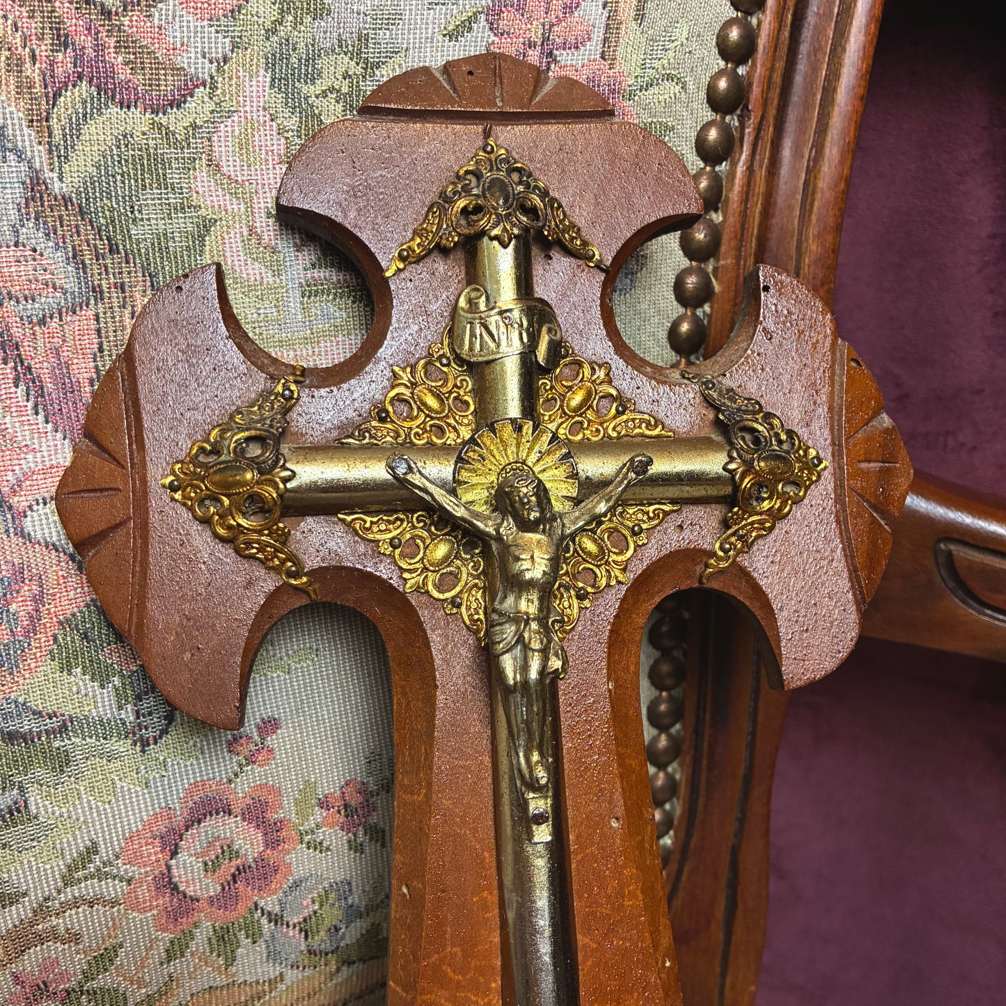 Golden Holy Water Font Wood