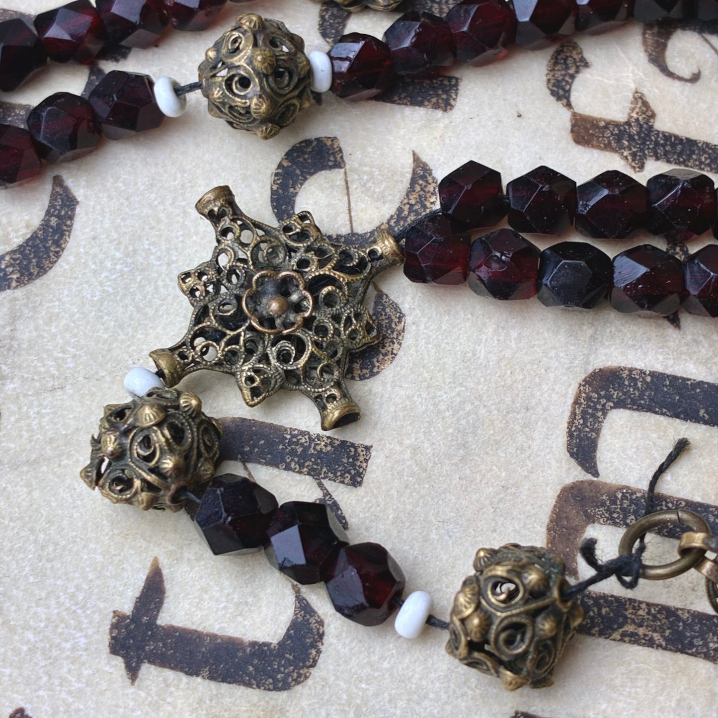 Garnet Stone Bavarian Rosary