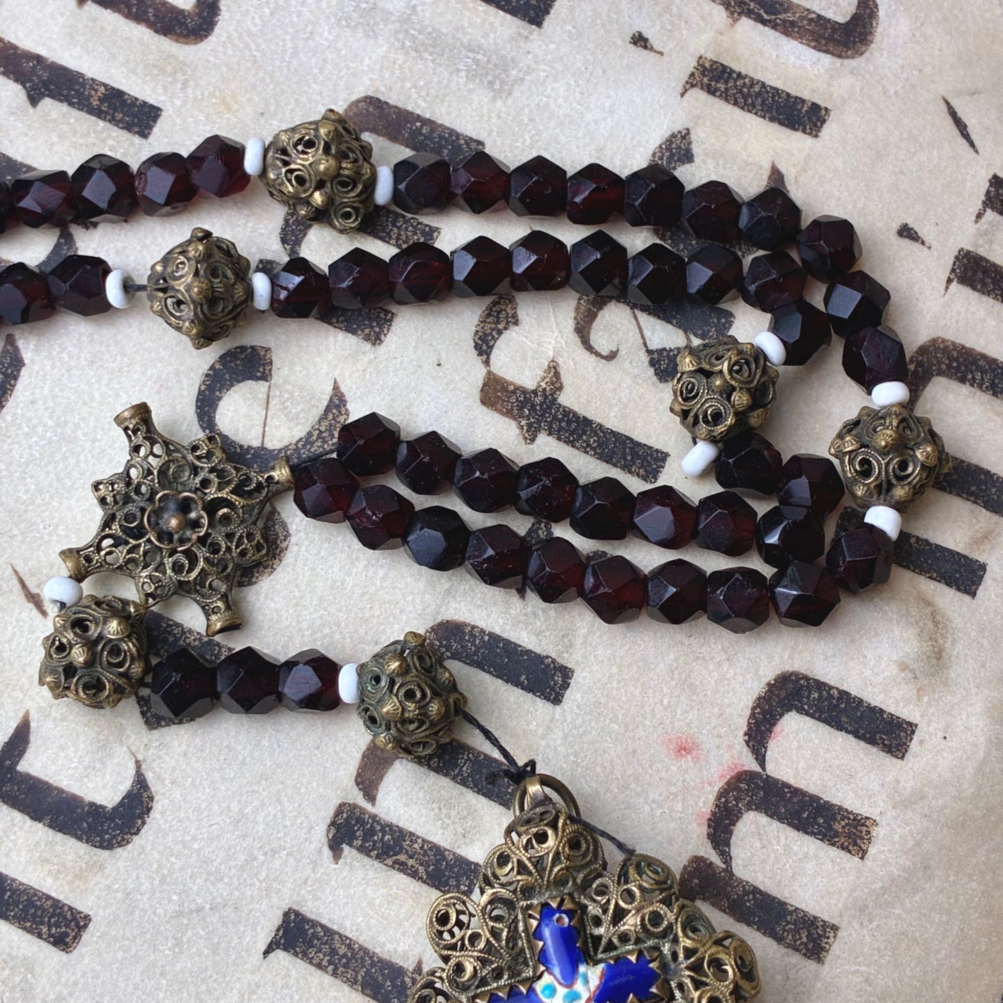 Garnet Stone Bavarian Rosary