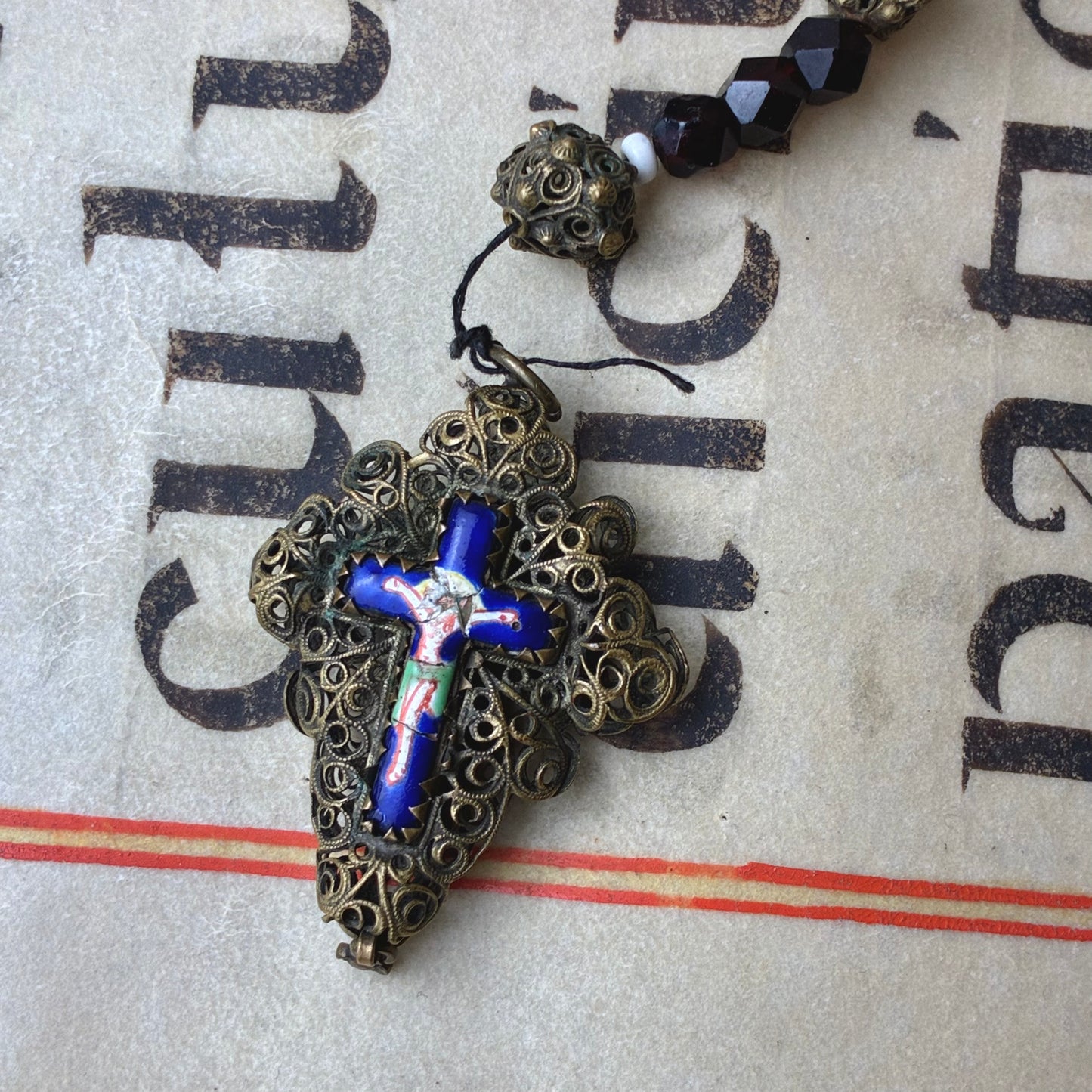Garnet Stone Bavarian Rosary
