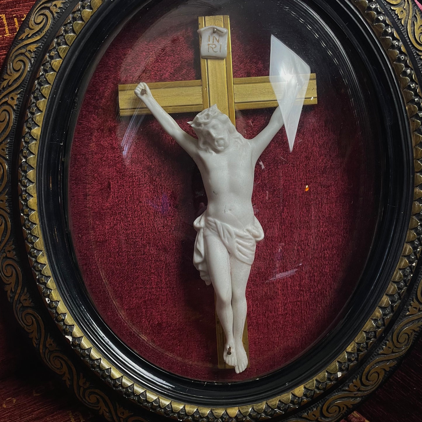 Framed Convex Glass Crucifix